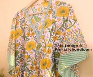 Vestido de noche Maxi Block Impreso La mejor calidad Acolchado Kaftan Albornoz de algodón natural Caftan Hecho a mano Bikini Cover Up - Product Image 6