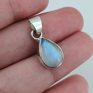 Rainbow Moonstone Teardrop Pendant, 925 <b>Sterling</b> <b>Silver</b> Handmade <b>Locket</b> - Product Image 1