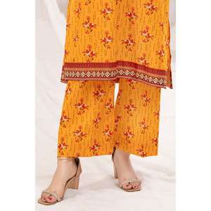 ชุดสูทผ้าลอน 2 ชิ้น สีมัสตาร์ดสำหรับผู้หญิง (แบบยังไม่เย็บติดกัน) - Product Image 3