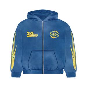 ชุดวอร์ม2025มีซิปพิมพ์ลายสำหรับฝึกซ้อมสีฟ้าสีพื้นแบบกำหนดเองดีไซน์ใหม่ - Product Image 1