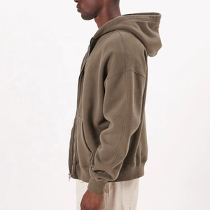 เสื้อฮู้ดดี้ผ้าเฟรนช์เทอร์รี่ 370gsm แบบสั่งทำพิเศษ คุณภาพสูง 100% ผ้าฝ้าย ทรงโอเวอร์ไซส์ แบบซิป ไม่มีลาย - Product Image 5