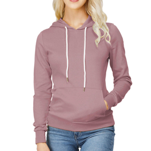 Pull à capuche oversize en tricot uni pour femme, design unique, 100 % coton épais, vente directe usine - Product Image 1