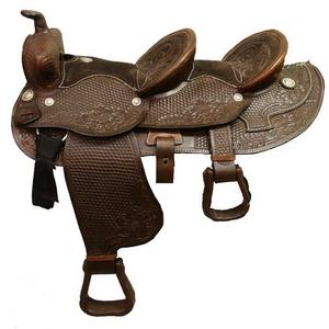 Wholesale double seat saddle stock saddle western style pure leather premium fittings hand <b>tooling</b> equestrian - Product Image 2