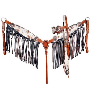 Ensemble de selle western en cuir véritable, léger, durable et de qualité supérieure, personnalisable, nouveau style saisonnier, comprend la selle, le collier de poitrage et la têtière. - Product Image 1