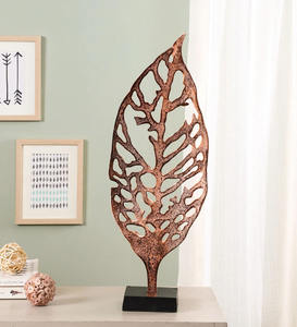 งานประติมากรรมใบไม้โลหะชุบทองตกแต่งสำหรับตกแต่งโต๊ะทำงานที่บ้านและสำนักงาน ของตกแต่งบ้านและสำนักงานโดยบริษัทจากอินเดีย - Product Image 2