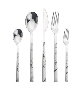 Vaisselle occidentale Couverts à poignée en marbre Couverts à salade Couverts standard en acier inoxydable Set de créateurs - Product Image 3