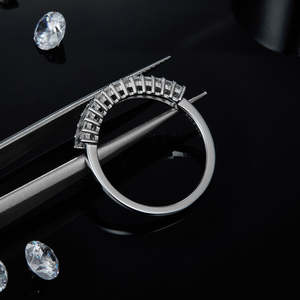 Custom Trendy Baguette Cut Moissanite Pave Diamond Half Eternity <b>Wedding</b> <b>Band</b> 925 Sterling <b>Silver</b> Anniversary Engagement Ring - Product Image 4