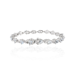 Meilleure vente 925 argent Fine chaîne lien Bracelet ensemble coeur aigue-marine diamant américain Style à la mode cadeau de mariage pour Rhodium - Product Image 3