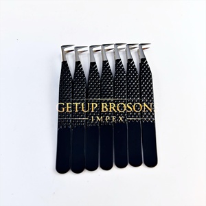แหนบต่อขนตา GETUP BROSONS IMPEX GBI สีดำ ปลายไฟเบอร์สีเงิน สแตนเลสสตีล ป้องกันไฟฟ้าสถิต ทนทาน เรียบลื่น ขนาด 10 มม. - Product Image 1