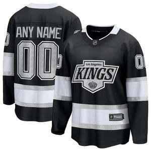 Jersey de hockey personalizado negro y plateado para hombres, ropa deportiva ligera de manga larga con retazos, cómoda, transpirable, atlética - Product Image 1