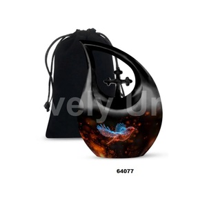 Venta caliente de aluminio negro lágrima gota gorrión cremación urna para adultos para cenizas humanas recuerdo urna cruzada con bolsa de terciopelo gratis - Product Image 4