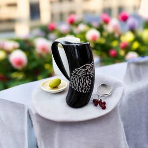 Corne à boire de qualité supérieure en corne de buffle, verre, corne à boire viking, mug / tasse à bière en corne de vache / verre avec laiton - Product Image 6