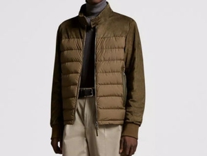 Fashionable Down Coat <b>Men</b> Custom Design <b>Green</b> Fleece Sleeves Padded Puffer <b>Jacket</b> - Product Image 3