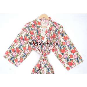 Vestido Casual Ligero, Ecológico, Lavable, de Algodón Puro, Cuello en V, Estilo Túnica Midi, con Borlas, Estampado Floral Bohemio, Manga Corta - Product Image 2