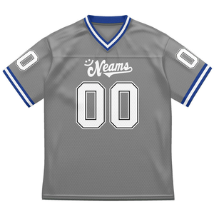Camiseta de Fútbol Personalizada Gris para Hombre, Tejido de Malla, Cuello en V, Camiseta de Equipo con Nombre y Número Personalizados, Uniforme Deportivo de Manga Corta - Product Image 3