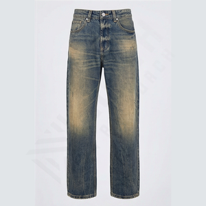 กางเกงยีนส์ผู้ชายคุณภาพสูงปี 2025 สไตล์ฮิปฮอปใหม่ล่าสุด ลุควินเทจฟอกสี ทรงตรง สตรีทแฟชั่น สั่งตัดได้ - Product Image 1