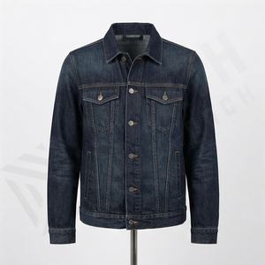 Veste en jean décontractée personnalisée pour hommes, grandes tailles, 100% coton, option logo sur le devant, respirante, veste d'hiver - Product Image 1