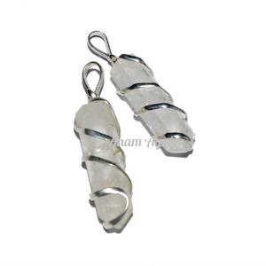 Colgantes de lápiz de envoltura de alambre de cuarzo rosa estilo Feng Shui, piedra preciosa de ágata tallada para mejorar la vibración energética - Product Image 3