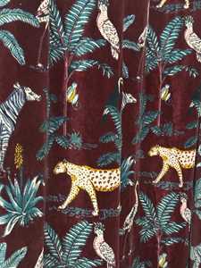 Vintage Cotton Velvet Curtain Set Lilac Animal Print Drapes Luxury Cotton Velvet Style Decor Luxury Cotton Velvet Style Cotton - Product Image 2