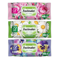 Lingettes humides Freshmaker à la camomille, non tissées, 100 pièces, avec couvercle rabattable, 150x180mm-35gsm, certifiées ISO, haute qualité, pratiques pour un usage quotidien