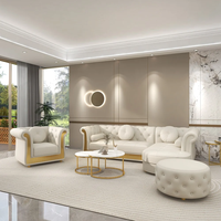 Ensemble de canapés de salon Arica Luxury avec canapé-lit en cuir PU, design moderne en forme de L, structure en teck, appartement, hôtel, villa