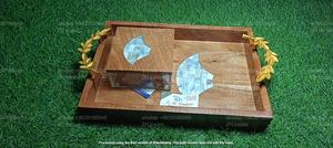 Juego de Tarros Acrílicos de Edición Especial con Tapas de Nácar Hechas a Mano y Bandeja de Madera para Servir, Regalo para Celebraciones del Eid y Ramadán - Product Image 2