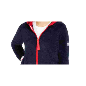 Felpa con cappuccio casual da donna Tommy Hilfiger blu navy in finta sherpa, foderata per l'inverno, con funzione anti-pilling, taglia Small - Product Image 2