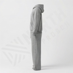 Arrival Tracksuit Men's Zip Up <b>Distress</b> Embroidery Letters All Over Acid Wash Hoodie Sweatpants OEM French Terry Athletic Set - Product Image 3