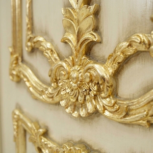 Puerta Interior de Madera Tallada de Lujo, Personalizada, con Acabado Lacado Dorado Clásico, MDF para Dormitorio de Hotel o Villa, con Marco y Moldura - Product Image 4