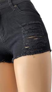 Shorts en jean décontractés vintage d'été pour femmes, coupe droite, très respirants, avec logo personnalisé – Services OEM ODM lavables - Product Image 3