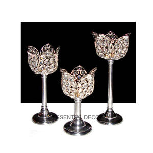 Nuevo DISEÑO DE ALUMINIO T Light Candle Holder Set de 3 con Crystal Votive Indoor & Outdoor Party Decorado Portavelas hecho a mano - Product Image 5