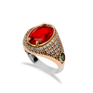 Oval Shape Garnet Stone Unisex Authentic <b>Rings</b> Turkish Handmade Wholesale 925 Sterling Silver Jewelry - Product Image 1