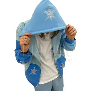 Sweats à capuche en coton mélangé avec strass au design personnalisé Sweats à capuche avec strass pour hommes, légers et respirants - Product Image 4