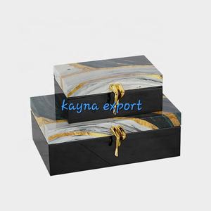 Boîte de rangement décorative de luxe en marbre MDF imprimé de fantaisie Design nouvellement décoratif Boîte de rangement fantaisie faite à la main - Product Image 2
