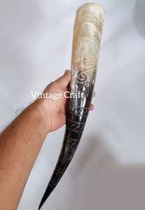 Cuerno Vikingo para Beber Tallado a Mano Ecológico (Material Orgánico) Artesanía Vintage para Cerveza, Hidromiel, Cerveza de Malta, Whisky, Diseño de Dragón - Product Image 3