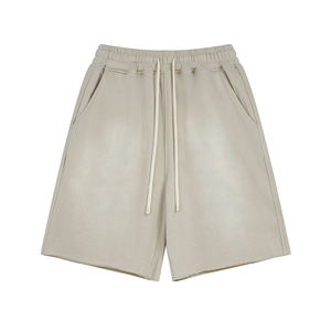 2024 haute qualité personnalisé hommes Vintage coton français éponge Sweat Shorts lavage à l'acide solide motif haute rue personnalisé fabricant - Product Image 2