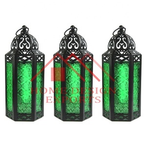 Farol de Vidrio Multicolor Marroquí para Decoración de Mesa de Salón, Farol de Metal Estilo Marroquí - Product Image 6