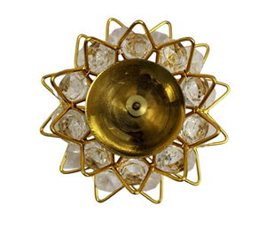 Crystal Pyali Diya Handcrafted Modern Small Brass Oil Lamp Decorative Metal <b>Lantern</b> Diwali MHQ Traders PVT - Product Image 1