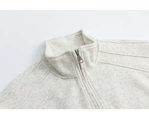 Fit Comfortable <b>Half</b> <b>Zip</b> up Stand Collar Drop Sleeve Quarter <b>Zip</b> Plain Cotton Polyester <b>Sweatshirt</b> <b>Men</b> - Product Image 5