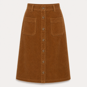 Womens Natural Waist Breathable <b>Corduroy</b> A-Line <b>Skirt</b> Soft Cotton Button Front <b>Knee</b>-<b>Length</b> Utility Pockets Vintage Casual - Product Image 5