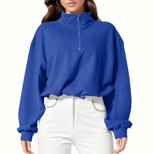 Mode personnalisée sweats à capuche surdimensionnés pour femme épais 1/4 quart fermeture éclair col roulé sweats à capuche pull sweat pour femmes oem - Product Image 3
