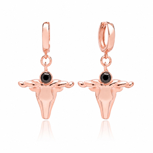 Noir Zircon Bull Charm Dangle Boucles d'oreilles Turc Fabriqué À La Main En Gros 925 Bijoux En Argent Sterling - Product Image 3