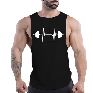 Camiseta sin mangas de gimnasio para hombre de alta calidad, camisetas con dobladillo curvo de borde crudo de algodón personalizado, capucha estampada informal, tejido de poliéster Spandex para correr - Product Image 5