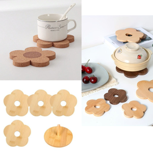 Sous-verres en bois en forme de fleur, écologiques, résistants à la chaleur, réutilisables, pour la maison - Product Image 6