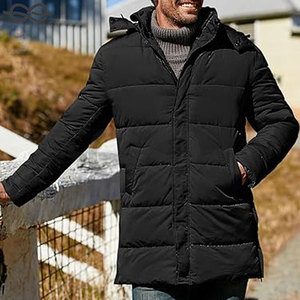 Abrigo acolchado con capucha para hombre, Parka, chaqueta acolchada, abrigo largo cálido de invierno, Abrigo acolchado grueso para clima frío - Product Image 2