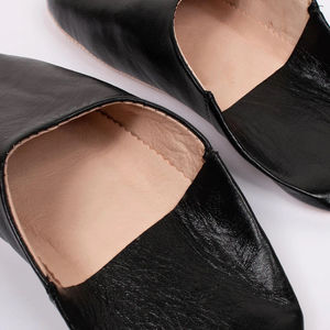 Babuchas Marroquíes para Mujer, de Cuero Genuino, para Invierno y Otoño, Suaves, Ligeras, para Interiores, Color Negro - Product Image 3