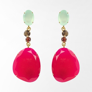 ทอง Vermeil 925 เงินสเตอร์ลิง Aqua Chalcedony และ Somokey Fusica แฟนซีหยดต่างหูผู้ค้าส่ง - Product Image 2