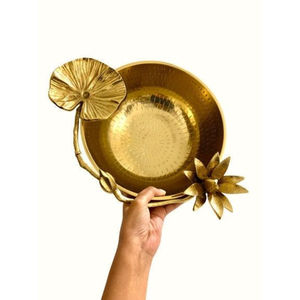 Cuenco decorativo de latón dorado de lujo, centro de mesa de primera calidad hecho a mano, acento para mesa de comedor, sala de estar, mesa, decoración para el hogar y la Oficina - Product Image 4