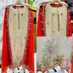 Última Colección: Kurta Formal de Fiesta para Mujer, Modelo Shimar Jequred Butty, con Bordado a Mano, Pantalón Santoon y Dupatta Teby Dhwaja. Exportación de Gujarat. - Product Image 2