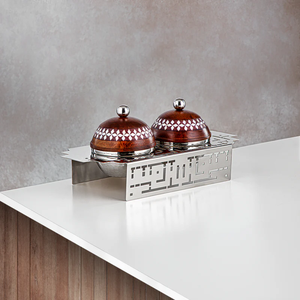 Cuencos indios modernos dorados y plateados con dátiles esmaltados, cuenco para nueces y fruteros, diseño árabe tunecino dorado y plateado - Product Image 3